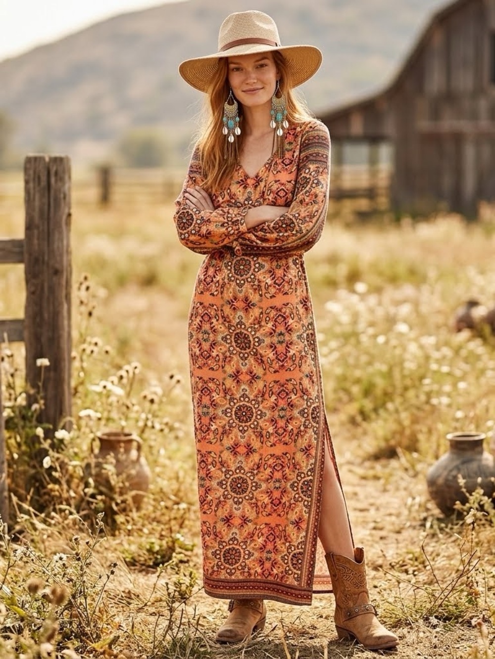 Farm Rio Anthropologie Bohemian Maxi Dress